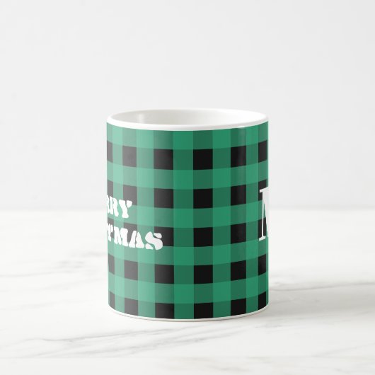 Buffalo Check Plaid Custom Monogram Kerst Koffiemok (Center)