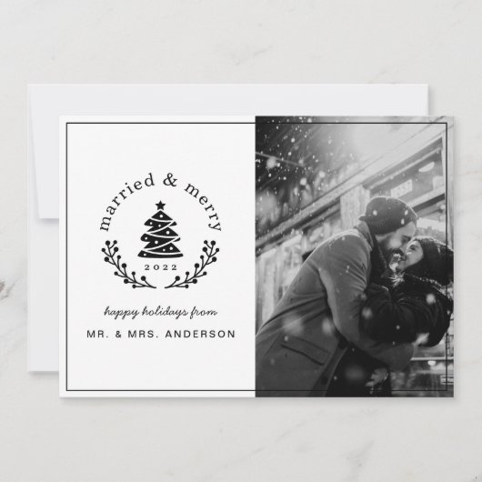 Buffalo Check Plaid Getrouwd en Vrolijk Pas getrou Feestdagenkaart (Voorkant)