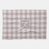 Buffalo check plaid gingham check beige monogram theedoek (Horizontaal)