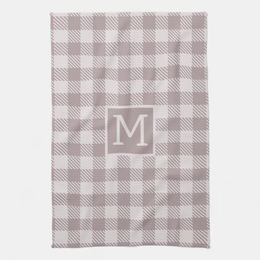 Buffalo check plaid gingham check beige monogram theedoek (Verticaal)