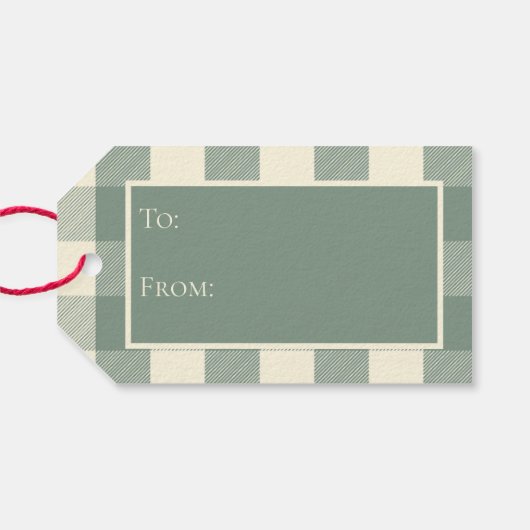 Buffalo Check Plaid Green Gingham Holiday Gift Lab Cadeaulabel (Achterkant Horizontaal)