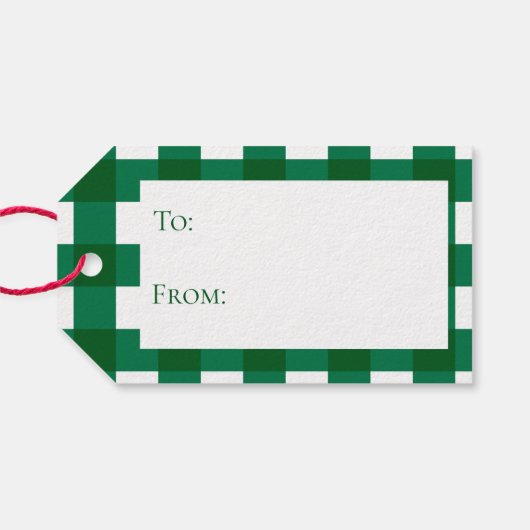 Buffalo Check Plaid Green Holiday Gift Label Cadeaulabel (Achterkant Horizontaal)