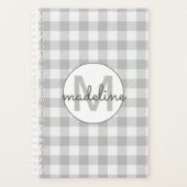 Buffalo Check|Plaid Grijs Monogrammed Boerderij Planner (Voorkant)