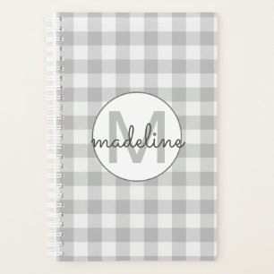 Buffalo Check Plaid Grijs Monogrammed Boerderij Planner