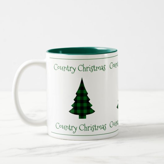 Buffalo Check Plaid Holiday Country Kerstmis Tweekleurige Koffiemok (Links)
