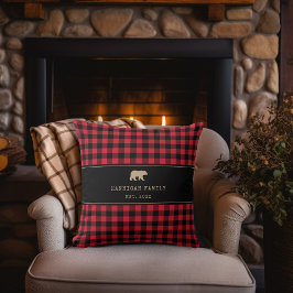 Buffalo Check Plaid Rustiek Rood en Zwart Familie Kussen