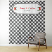 Buffalo Check Plaid Zwart & Wit Trouwdouche Wandkleed (In situ)