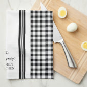 Buffalo Check Plays Black | Naam witte familie Theedoek (Quarter Fold)