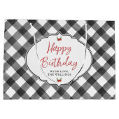 Buffalo Check Plays Black & White Happy Birthday Groot Cadeauzakje (Achterkant)