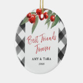 Buffalo Check Pset Black & White Beste vrienden Keramisch Ornament (Rechts)