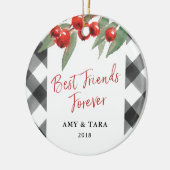 Buffalo Check Pset Black & White Beste vrienden Keramisch Ornament (Links)