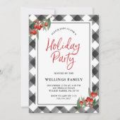 Buffalo Check Pset Black & White Holiday Party Kaart (Voorkant)