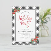 Buffalo Check Pset Black & White Holiday Party Kaart (Staand voorkant)