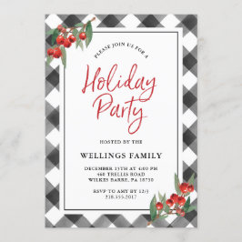 Buffalo Check Pset Black & White Holiday Party Kaart