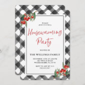 Buffalo Check Pset Black White Housewarming Party Kaart (Voorkant / Achterkant)