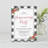 Buffalo Check Pset Black White Housewarming Party Kaart (Staand voorkant)