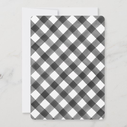 Buffalo Check Pset Black White Housewarming Party Kaart (Achterkant)