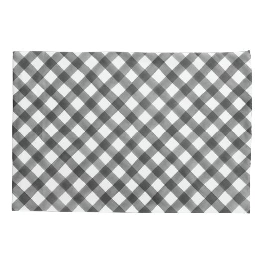 Buffalo Check Pset Black White Pattern Farmhouse Kussensloop (Achterkant)