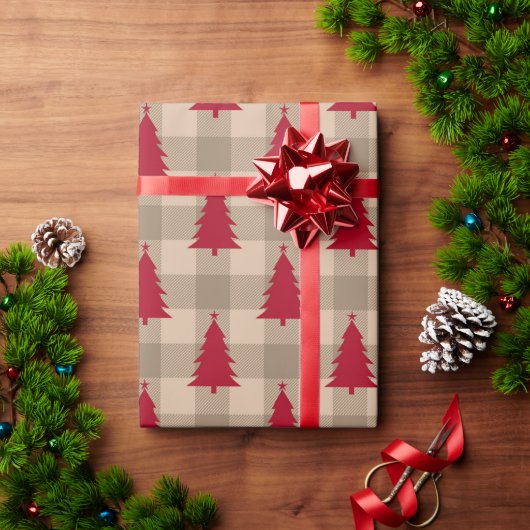 Buffalo Check Pset Countrykerstboom Cadeaupapier (Feestdagen Geschenken)