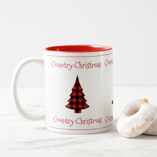 Buffalo Check Pset Holiday Country Kerstmis twee Tweekleurige Koffiemok (Met donut)
