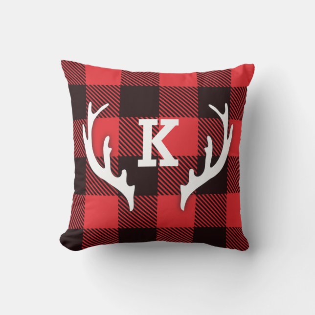 Buffalo Check Pset met Antler Monogram Kussen (Voorkant)