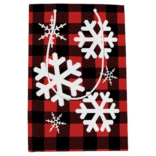 Buffalo Check Pset & White Snowflakes Medium Cadeauzakje (Voorkant)