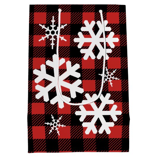 Buffalo Check Pset & White Snowflakes Medium Cadeauzakje (Achterkant)