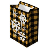 Buffalo Check Pset & White Snowflakes Medium Cadeauzakje (Voorkant Gekanteld)