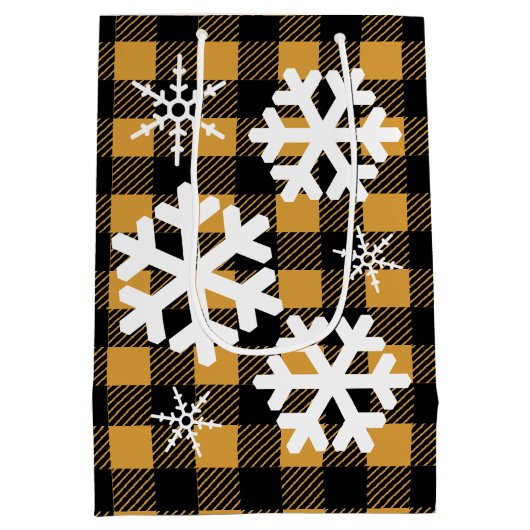 Buffalo Check Pset & White Snowflakes Medium Cadeauzakje (Achterkant)