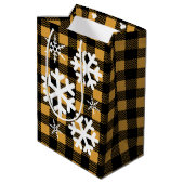 Buffalo Check Pset & White Snowflakes Medium Cadeauzakje (Achterkant Gekanteld)