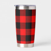 Buffalo Check Red and Black Lumberjack Plaid Decor Geïsoleerde Drinkbeker (Rechts)
