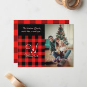 Buffalo Check Red Pset met kerstKaart Notitiekaartje (Voorkant / Achterkant in situ)