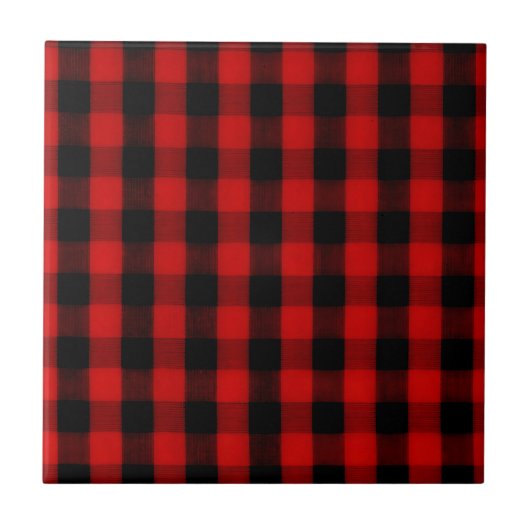 Buffalo Check Rood en Zwart Plaid Tegeltje (Voorkant)