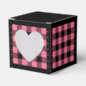 Buffalo Check - Roze en Zwart - Favoriteldoos Hart Bedankdoosjes (Voorkant Zijde)