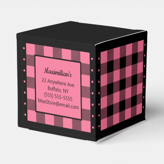 Buffalo Check - Roze en Zwart - Favoriteldoos Hart Bedankdoosjes (Achterkant)