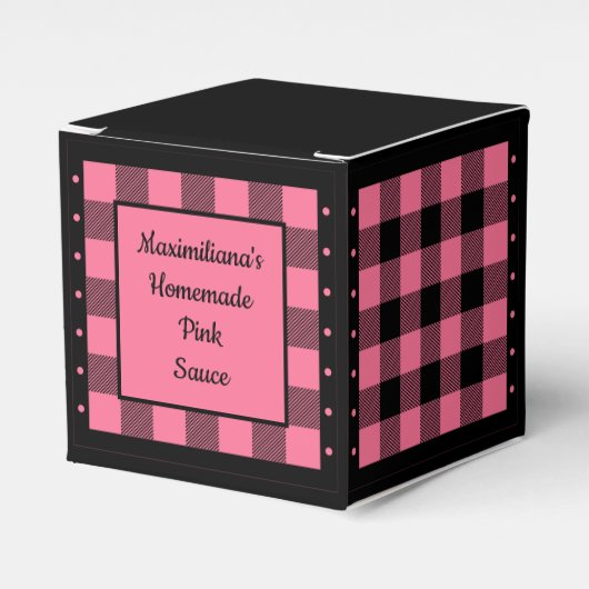 Buffalo Check - Roze en Zwart - Klassiek Bedankdoosjes (Voorkant Zijde)