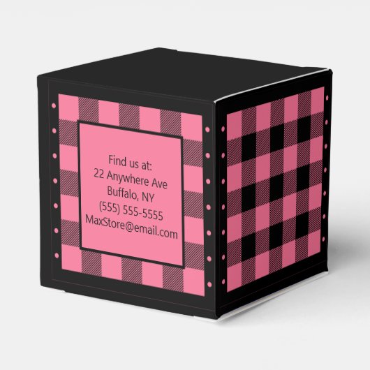 Buffalo Check - Roze en Zwart - Klassiek Bedankdoosjes (Achterkant)