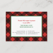 Buffalo Check Rustige Kerstmis Coupon Skincare Visitekaartje (Achterkant)