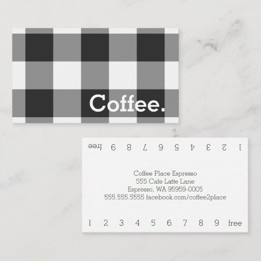 Buffalo Check Simple Coffee Punchcard Klantenkaartje (Voorkant / Achterkant)
