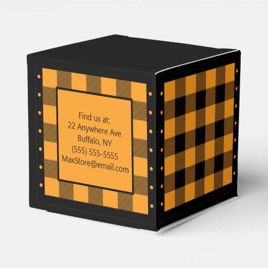 Buffalo Check - Sinaasappel en zwart - Classic Bedankdoosjes (Achterkant)