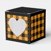 Buffalo Check - Sinaasappel en zwart - Heart Favor Bedankdoosjes (Voorkant Zijde)