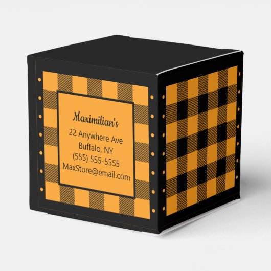 Buffalo Check - Sinaasappel en zwart - Heart Favor Bedankdoosjes (Achterkant)