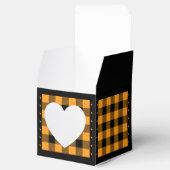 Buffalo Check - Sinaasappel en zwart - Heart Favor Bedankdoosjes (Geopend)