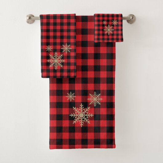 Buffalo Check Snowflake Patroon Badhanddoek Set Bad Handdoek (Insitu)