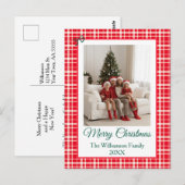 Buffalo Check Style Foto Lijst Vrolijk Kerstfeest Briefkaart (Voorkant / Achterkant)