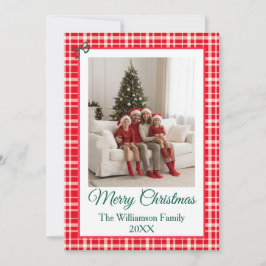Buffalo Check Style Photo Frame Merry Christmas Feestdagenkaart