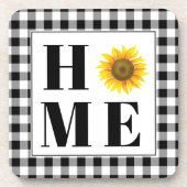 Buffalo check sunflower "Home" Bier Onderzetter (Voorkant)