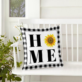 Buffalo check sunflower "Home" Buitenkussen