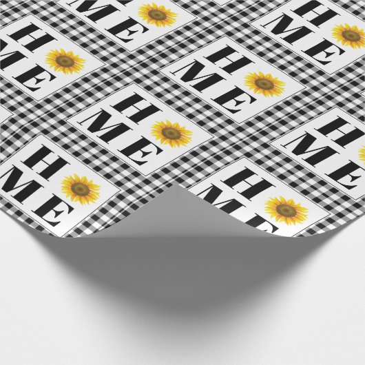 Buffalo check sunflower "Home" Cadeaupapier (Hoek)