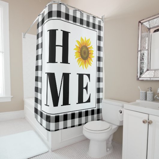 Buffalo check sunflower "Home" Douchegordijn (In situ)
